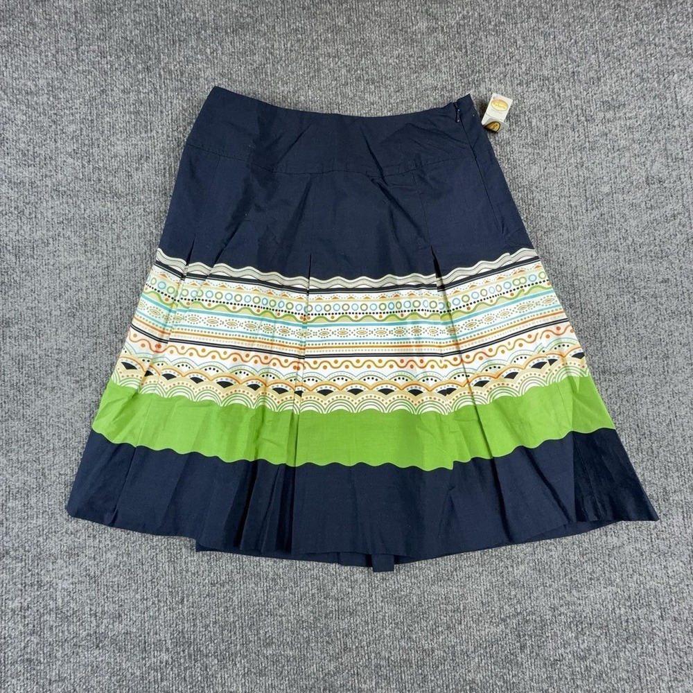 Talbots Skirt Womens Petite 2P Multicolor Striped Pleated A-Line Knee Length